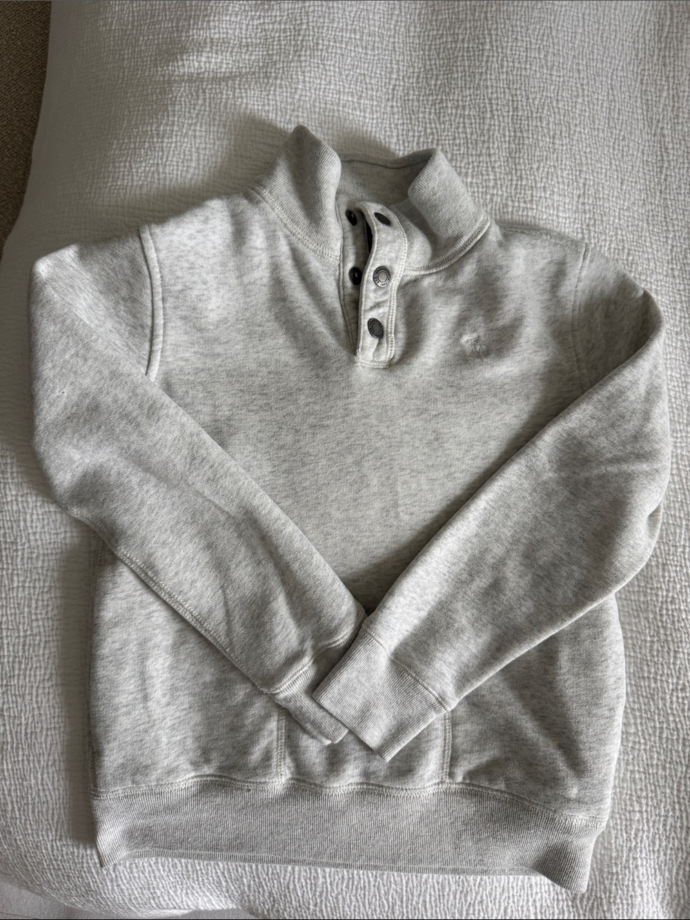 abercrombie kids Light Heather Gray Button-Neck Pullover Sweatshirt